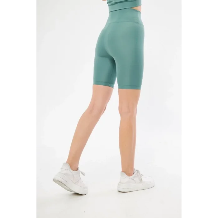 Yüksek Bel Biker Sporcu Şort - Mint Yeşili