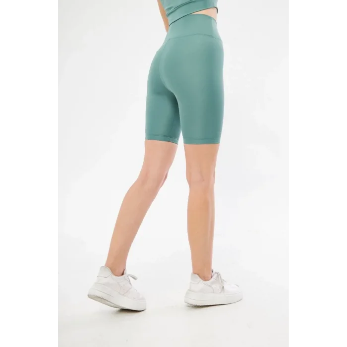 Yüksek Bel Biker Sporcu Şort - Mint Yeşili