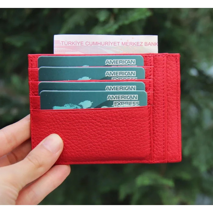 Zip Deri Fermuarlı Kartlık ZPCH ERC2 Kırmızı