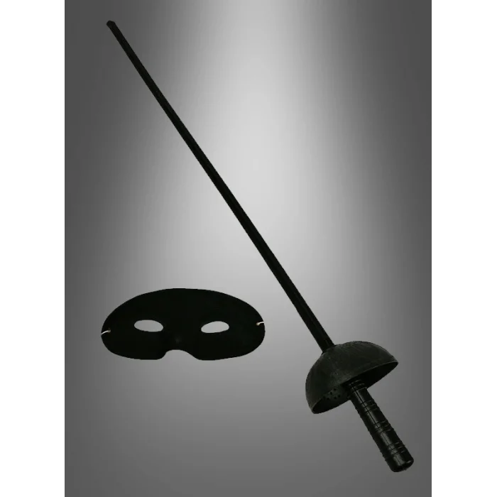 Zorro Kostüm Plastik Aksesuar Seti – Maske ve Kılıç (67 cm)