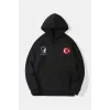 10 Kasıma Özel 3 İplik Kapüşonlu Baskılı SweatShirt Hoodie - Siyah
