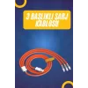 120W Silikon Metal Uçlu LED Işıklı 3 In1 Şarj Kablosu 1.2m