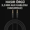 1.5 Metre Aux Kablo Hasır Örgü 3.5mm Aux Kablosu (Vakumsuz)