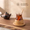18 Parça Bambu Çay Seti - 6 Çay Bardağı - Borosilikat Cam