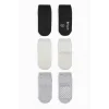 3Lü Basic Kaymaz Penye Soket Çorap 10107 Siyah Ekru Gri