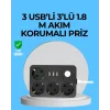 3 USB Çıkışlı 4’lü Akıllı Priz 2500W 2 Metre Kablo