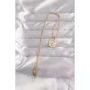 316L Çelik Gold Renk Beyaz Mineli Karışık Figürlü Tarot Kolye
