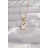 316L Çelik Gold Renk Beyaz Mineli Tarot Kolye