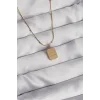 316L Çelik Gold Renk Kare Charm Model Kolye