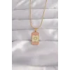 316L Çelik Gold Renk Karışık Mineli Ay Figür Tarot Kolye