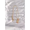 316L Çelik Gold Renk Karışık Mineli Ay Figür Tarot Kolye