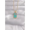 316L Çelik Gold Renk Mavi Mineli Tarot Kolye