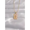 316L Çelik Gold Renk Pembe Mineli El Figür Tarot Kolye