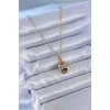 316L Çelik Gold Renk Zirkon Taşlı Kadın Kolye