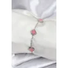 316L Çelik Gümüş Renk Pembe Baby Boy Yonca Kadın Bileklik