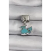316L Çelik Gümüş Renk Sallantı Mavi Balina Model Nomination Charm