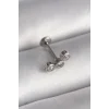 316L Çelik Gümüş Renk Zirkon Taşlı Tragus Piercing