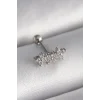 316L Çelik Gümüş Renk Zirkon Taşlı Yonca Tragus Piercing
