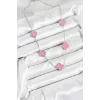 316L Çelik Zincir Gümüş Pembe Renk Yonca Kadın Kolye