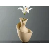 3D Baskı Bold Vazo - Akışkan Formlu Dekoratif Vazo-Bej