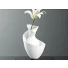 3D Baskı Bold Vazo - Akışkan Formlu Dekoratif Vazo-Beyaz