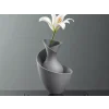 3D Baskı Bold Vazo - Akışkan Formlu Dekoratif Vazo-Gri