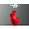 3D Baskı Bold Vazo - Akışkan Formlu Dekoratif Vazo-Kırmızı