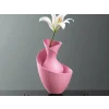 3D Baskı Bold Vazo - Akışkan Formlu Dekoratif Vazo-Pembe