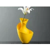 3D Baskı Bold Vazo - Akışkan Formlu Dekoratif Vazo-Sarı