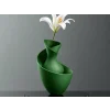 3D Baskı Bold Vazo - Akışkan Formlu Dekoratif Vazo-Yeşil