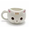 3D Kedi Tasarımlı Kabartmalı Seramik Kupa Bardak