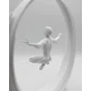 3D Zen Heykeli Beyaz Ay İçinde Meditasyon Figürü Dekoratif Obje