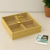 4 Bölmeli Bambu Servis Sunumluk 22x22x5 cm