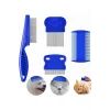 4lü Bit Pire Tarağı Set Kedi Köpek Evcil Hayvan Tüy Toplayıcı Mavi