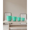 4’lü 3D Ayaklı Yeşil Saksı Seti Dekoratif Modern Tasarım