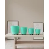4’lü 3D Ayaklı Yeşil Saksı Seti Dekoratif Modern Tasarım