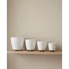 4’lü 3D Beyaz Dekoratif Vazo Seti Modern Ayaklı Şık Saksı Takımı
