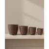 4’lü 3D Kahverengi Dekoratif Vazo Seti Modern Ayaklı Şık Saksı Takımı