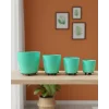 4’lü 3D Yeşil Dekoratif Vazo Seti Modern Ayaklı Şık Saksı Takımı