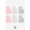 6Lı Silikonlu Babet Penye Çorap 30101 Pembe Ekru Gri