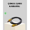 65W Çoklu Şarj Kablosu 4’ü 1 Arada Örgülü Hızlı Veri Aktarım USB-C USB-A