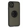iPhone 11 Kılıf Montreal Yüzüklü Silikon Kapak - Siyah-(5796) - EMTHBA6319-2353