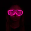 Pembe Led Işıklı Parti Gözlüğü - Neon Glow Şerit Gözlük 3 Modlu