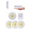 Yapışkanlı 3lü Spot Led Işık Lamba Montajsız Pilli Uzaktan Kumandalı