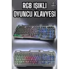 Led Işıklı Oyuncu Klavye Usb Girişli RGB Işıklı Q Klavye Mouse Hediyeli