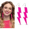 80’ler 9039lar Retro Neon Pembe Şimşek Küpe 10 Cm