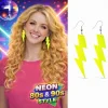 80’ler 9039lar Retro Neon Sarı Şimşek Küpe 10 Cm