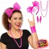 80’ler 90’lar Neon Pembe Parti Seti – Kolye Küpe Taç