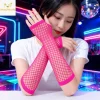 80’ler 90’lar Retro Neon Fuşya Şeker Pembesi File Parmaksız Eldiven 26 cm