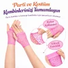 80’ler 90’lar Retro Neon Pembe File Parmaksız Kısa Eldiven 11 Cm